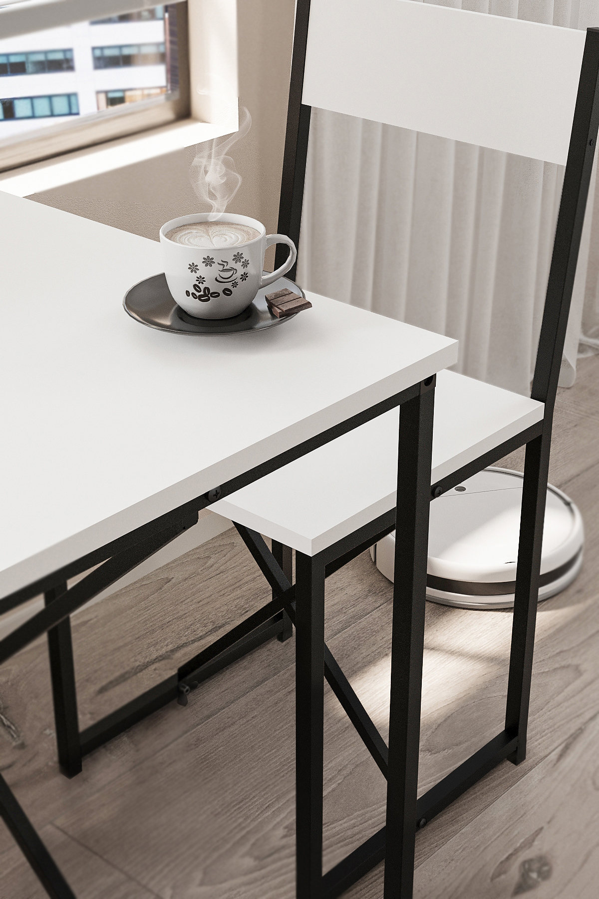 2li Mutfak Seti Mutfak Masa ve Sandalye Seti Balkon Masası Cafe Seti Maysa Beyaz